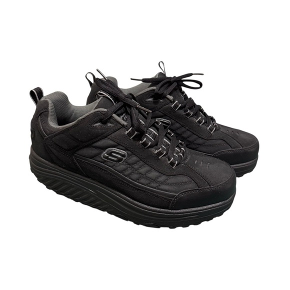 Skechers Men's Black Leather Shape Ups Size 10.5 - Picture 1 of 10
